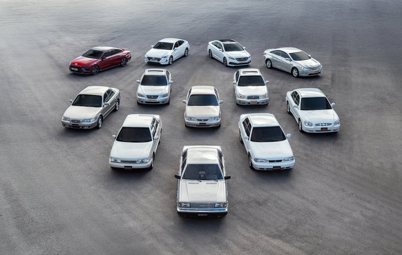 A single lineup that reveals the Hyundai Sonata’s full design evolution at a glance.